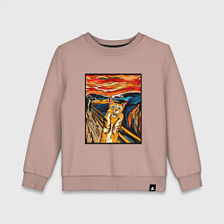 Детский свитшот Кот пародия на Крик Мунка