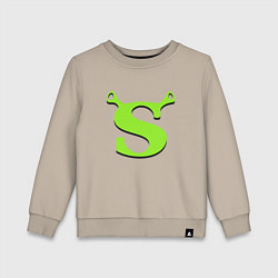 Свитшот хлопковый детский Shrek: Logo S, цвет: миндальный