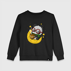 Детский свитшот Милая панда пьет кофе на луне