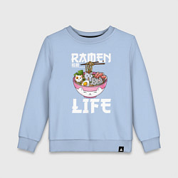 Свитшот хлопковый детский Ramen life, цвет: мягкое небо
