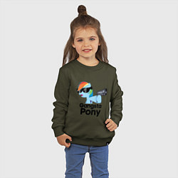 Свитшот хлопковый детский Gangsta pony, цвет: хаки — фото 2