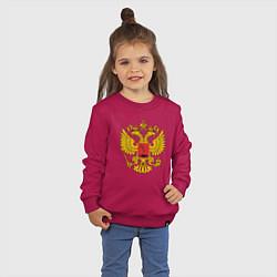 Свитшот хлопковый детский ГЕРБ РОССИИ RUSSIA, цвет: маджента — фото 2