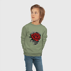 Свитшот хлопковый детский Красная Роза Red Rose, цвет: авокадо — фото 2