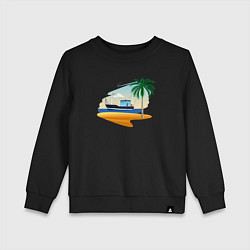 Свитшот хлопковый детский Яхта и пляж, цвет: черный