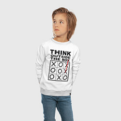 Свитшот хлопковый детский THINK OUTSIDE THE BOX, цвет: белый — фото 2