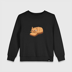 Свитшот хлопковый детский Кот хлеб - Bread Cat, цвет: черный