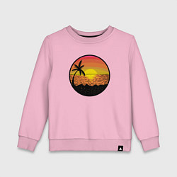 Свитшот хлопковый детский Закат солнце на пляже, цвет: светло-розовый