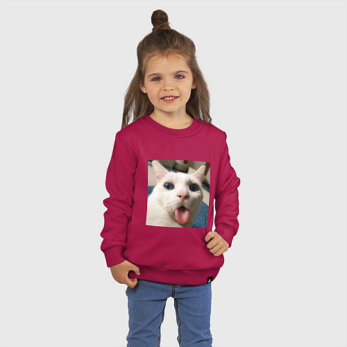 Детский свитшот Мем про кота / Маджента – фото 3