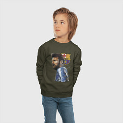 Свитшот хлопковый детский Lionel Messi Barcelona Argentina Striker, цвет: хаки — фото 2