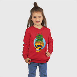 Свитшот хлопковый детский Череп - ананас, цвет: красный — фото 2