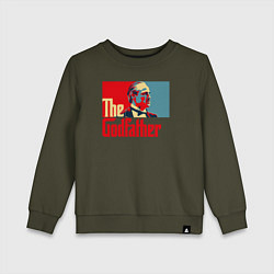 Свитшот хлопковый детский Godfather logo, цвет: хаки