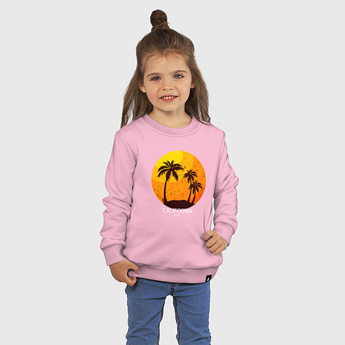 Детский свитшот Лето, пальмы, Калифорния / Светло-розовый – фото 3