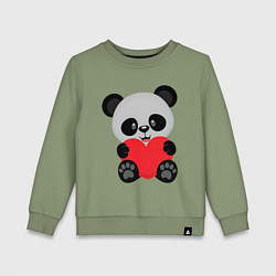 Свитшот хлопковый детский Love Панда, цвет: авокадо