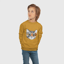 Свитшот хлопковый детский Тигровый гот, цвет: горчичный — фото 2