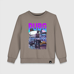 Свитшот хлопковый детский PUBG NEON ПУБГ НЕОН Z, цвет: утренний латте