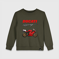 Свитшот хлопковый детский DUCATI ДУКАТИ MOTOSPORT, цвет: хаки