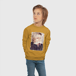 Свитшот хлопковый детский Задумчивый Чонгук, цвет: горчичный — фото 2