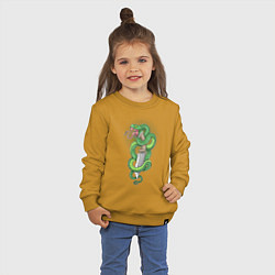 Свитшот хлопковый детский Змеиный клинок, цвет: горчичный — фото 2