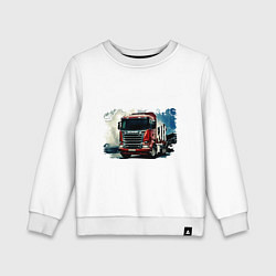 Свитшот хлопковый детский SCANIA Дальнобой, цвет: белый