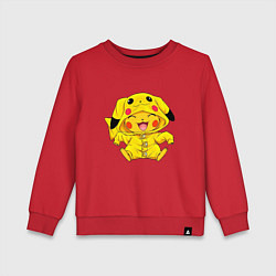 Свитшот хлопковый детский Милый пикачу, цвет: красный