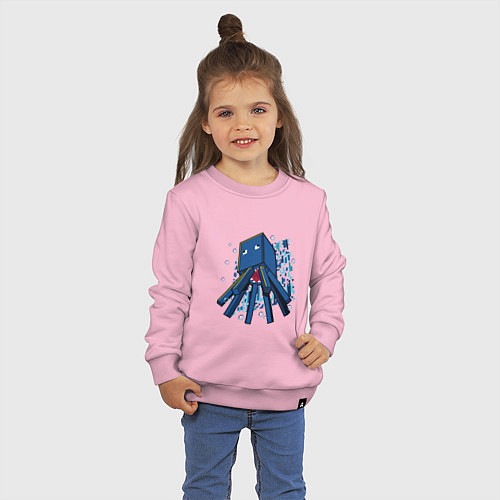 Детский свитшот Спрут кальмар, осьминог / Светло-розовый – фото 3