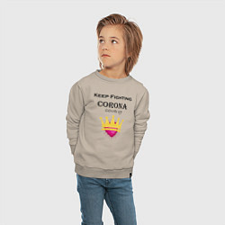 Свитшот хлопковый детский Fighting Corona, цвет: миндальный — фото 2