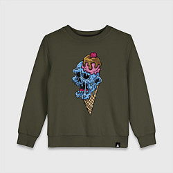 Свитшот хлопковый детский Horror ice cream, цвет: хаки