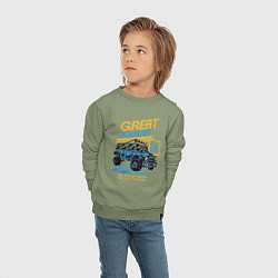 Свитшот хлопковый детский Авто внедорожник, цвет: авокадо — фото 2