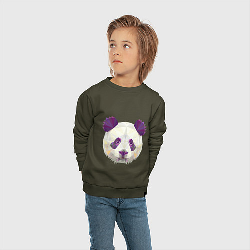 Детский свитшот Фиолетовая панда / Хаки – фото 4
