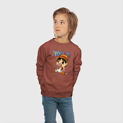 Свитшот хлопковый детский Малыш Луффи One Piece, цвет: кирпичный — фото 2