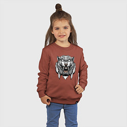 Свитшот хлопковый детский Серый Тигр, цвет: кирпичный — фото 2