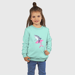 Свитшот хлопковый детский Акула балерина цвета мятный — фото 2