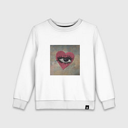 Свитшот хлопковый детский Плачущее сердце с глазом, цвет: белый