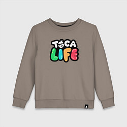 Свитшот хлопковый детский Toca Life logo, цвет: утренний латте