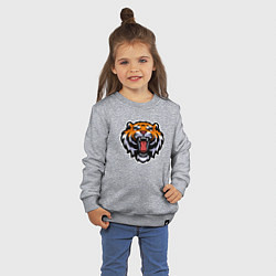 Свитшот хлопковый детский Tiger Head, цвет: меланж — фото 2