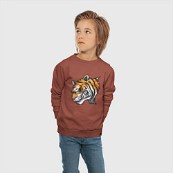 Свитшот хлопковый детский Злобный Тигр, цвет: кирпичный — фото 2