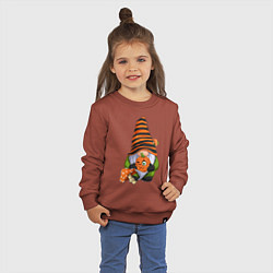 Свитшот хлопковый детский Гном с тыквой, цвет: кирпичный — фото 2