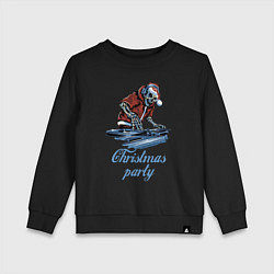 Свитшот хлопковый детский Christmas party, cool DJ, цвет: черный