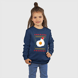 Свитшот хлопковый детский Рождественский свитер Кот-яичница, цвет: тёмно-синий — фото 2