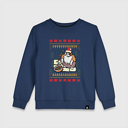 Свитшот хлопковый детский Рождественский свитер Котик с колечками, цвет: тёмно-синий