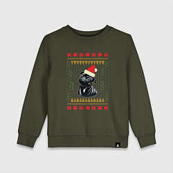 Детский свитшот Рождественский свитер Черный мопс