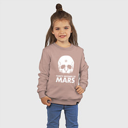 Свитшот хлопковый детский 30 Seconds to Mars белый череп, цвет: пыльно-розовый — фото 2
