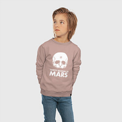 Свитшот хлопковый детский 30 Seconds to Mars белый череп, цвет: пыльно-розовый — фото 2