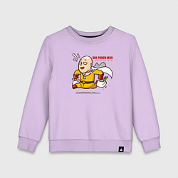 Детский свитшот Счастливый Сайтама с пакетами продуктов One Punch-