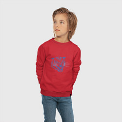 Свитшот хлопковый детский Контур головы синего тигра, арт лайн, цвет: красный — фото 2
