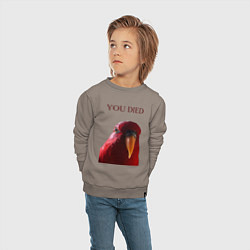 Свитшот хлопковый детский Красный попугай, цвет: утренний латте — фото 2