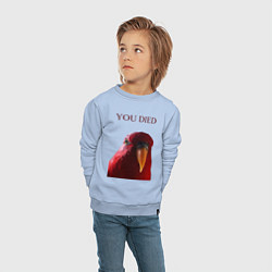 Свитшот хлопковый детский Красный попугай, цвет: мягкое небо — фото 2