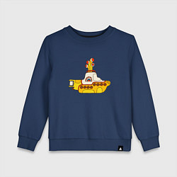 Свитшот хлопковый детский The Beatles Yellow Submarine в дудл стиле, цвет: тёмно-синий
