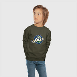 Свитшот хлопковый детский Юта Джаз, цвет: хаки — фото 2