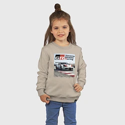 Свитшот хлопковый детский Toyota Gazoo Racing - легендарная спортивная коман, цвет: миндальный — фото 2